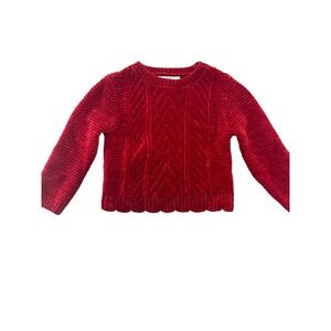 Tommy Bahama Kids Red Chenille Cable Knit Pullover Sweater Scalloped Hem Size 2T